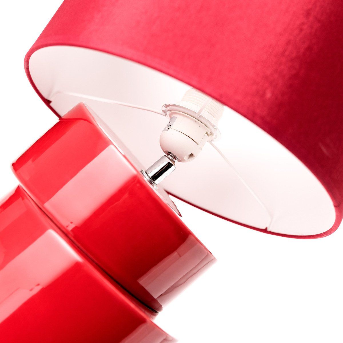 Lampe de salon SMART rouge en céramique et tissu