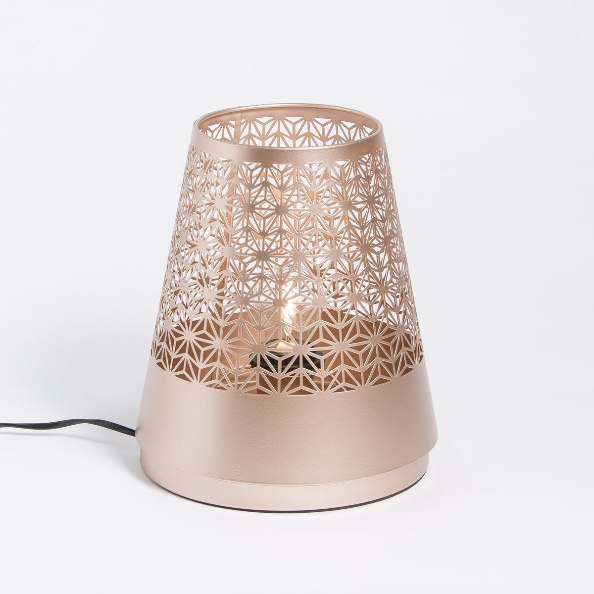 Lampe de table bohème HIPPIE en métal couleur champagne
