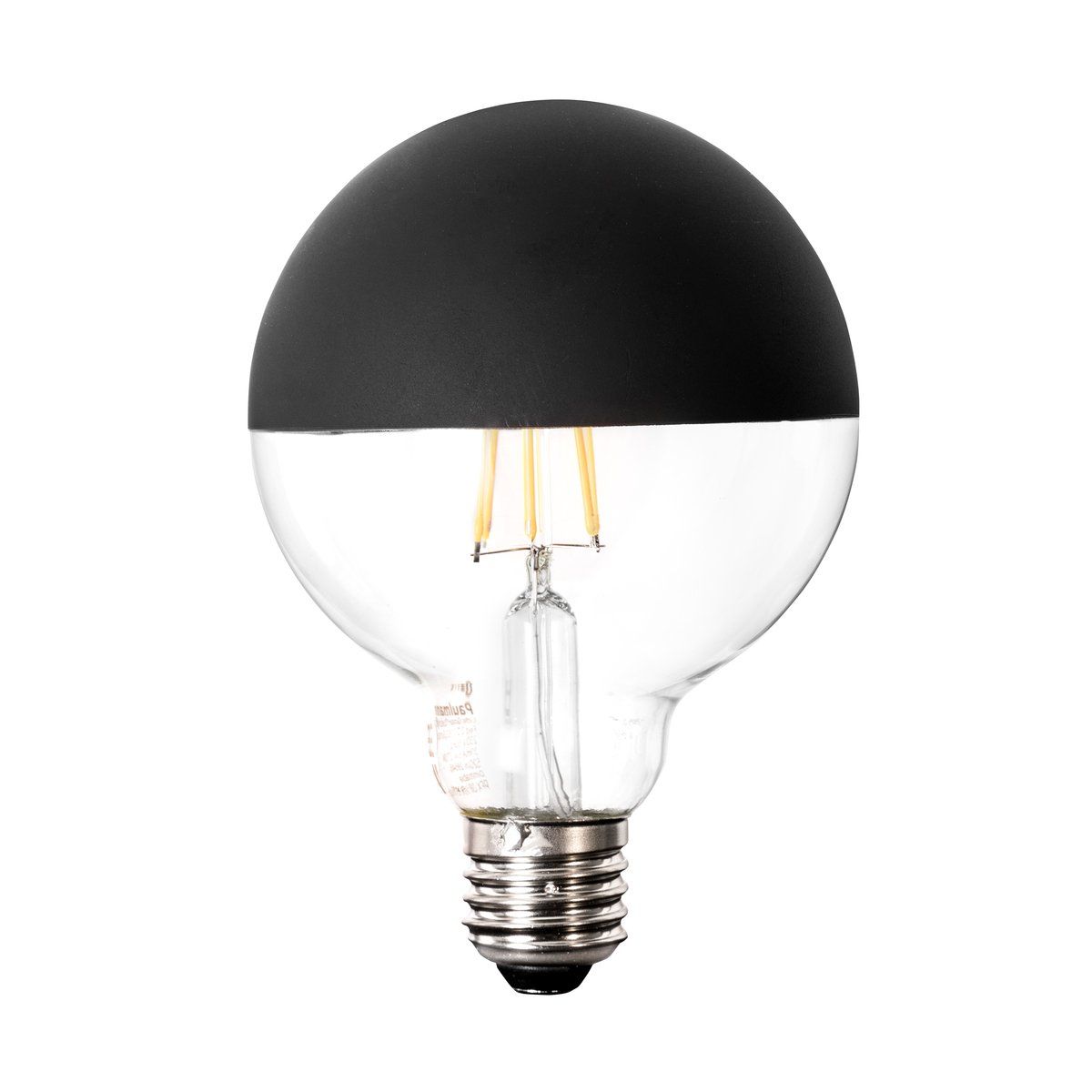 Ampoule déco filament LED dimmable E27 CALOTTE 280 lumens en verre noir Ø9.5cm