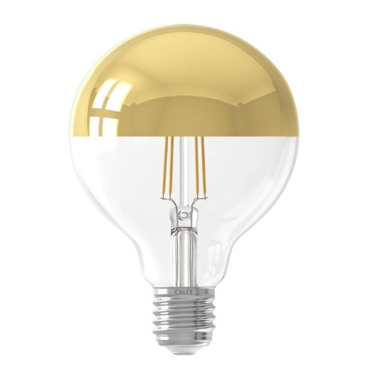 Ampoule déco filament LED dimmable E27 CALOTTE 280 lumens en verre doré Ø9.5cm