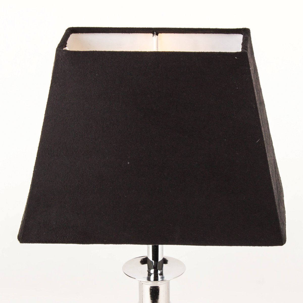Lampe de table ZAKHAR noire et argentée en métal chromé et tissu