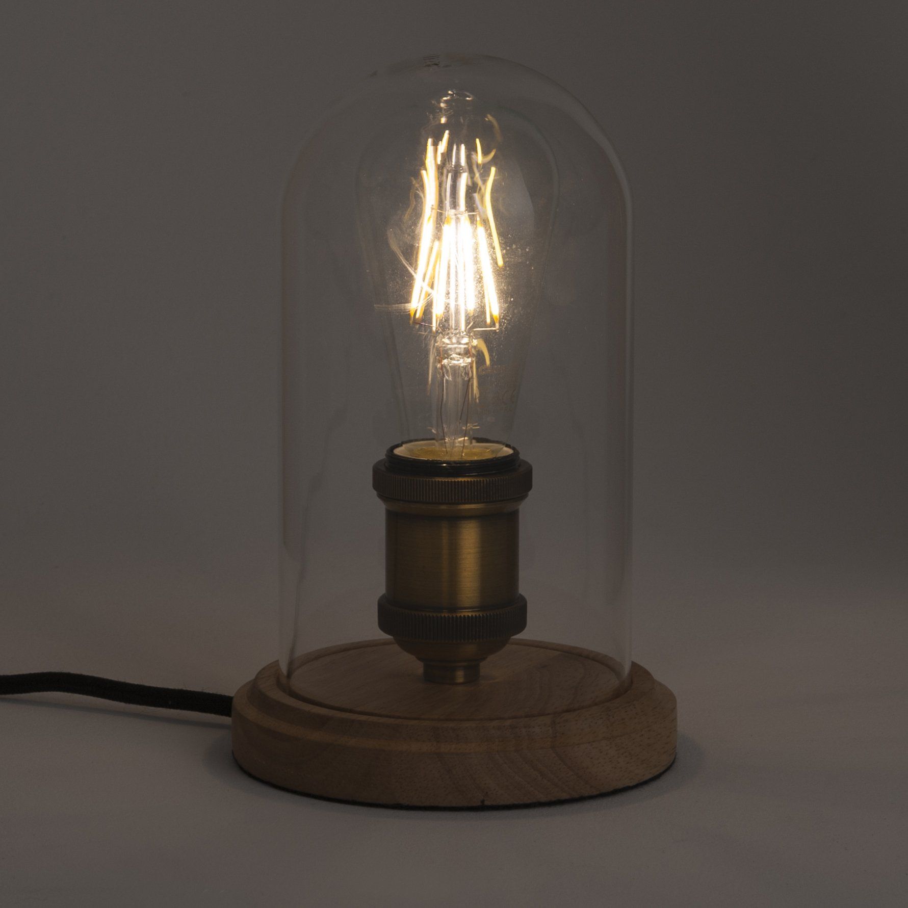 Lampe de table WILEY pin naturel et transparente en bois et verre