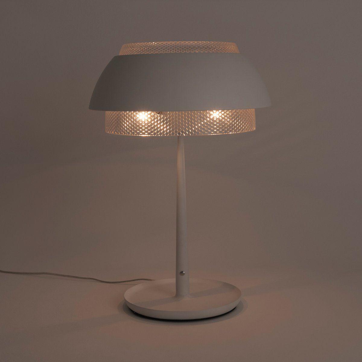 Lampe touch design LOUISE blanc mat en métal et verre