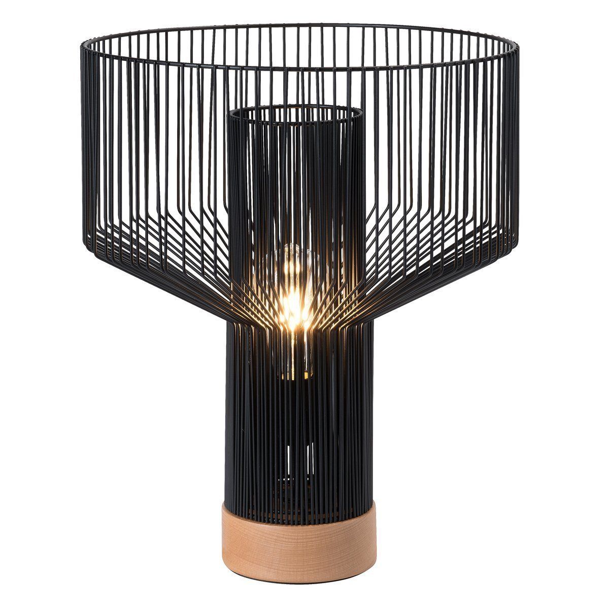 Lampe design filaire REVERSO noire en métal et bambou