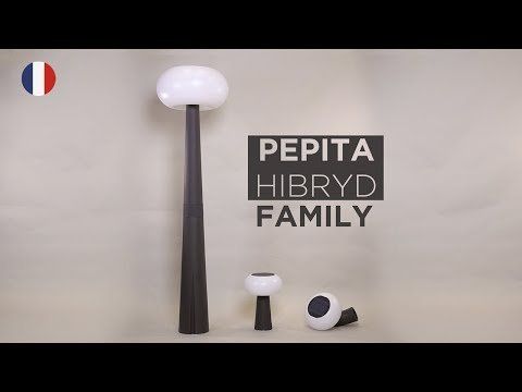 Lampadaire extérieur LED PEPITA FAMILY en polyéthylène blanc et gris anthracite