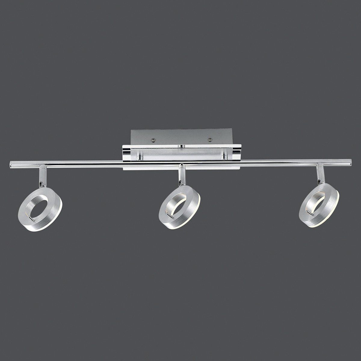 Réglette 3 spots orientables LED SDB FLOSS argentée en aluminium