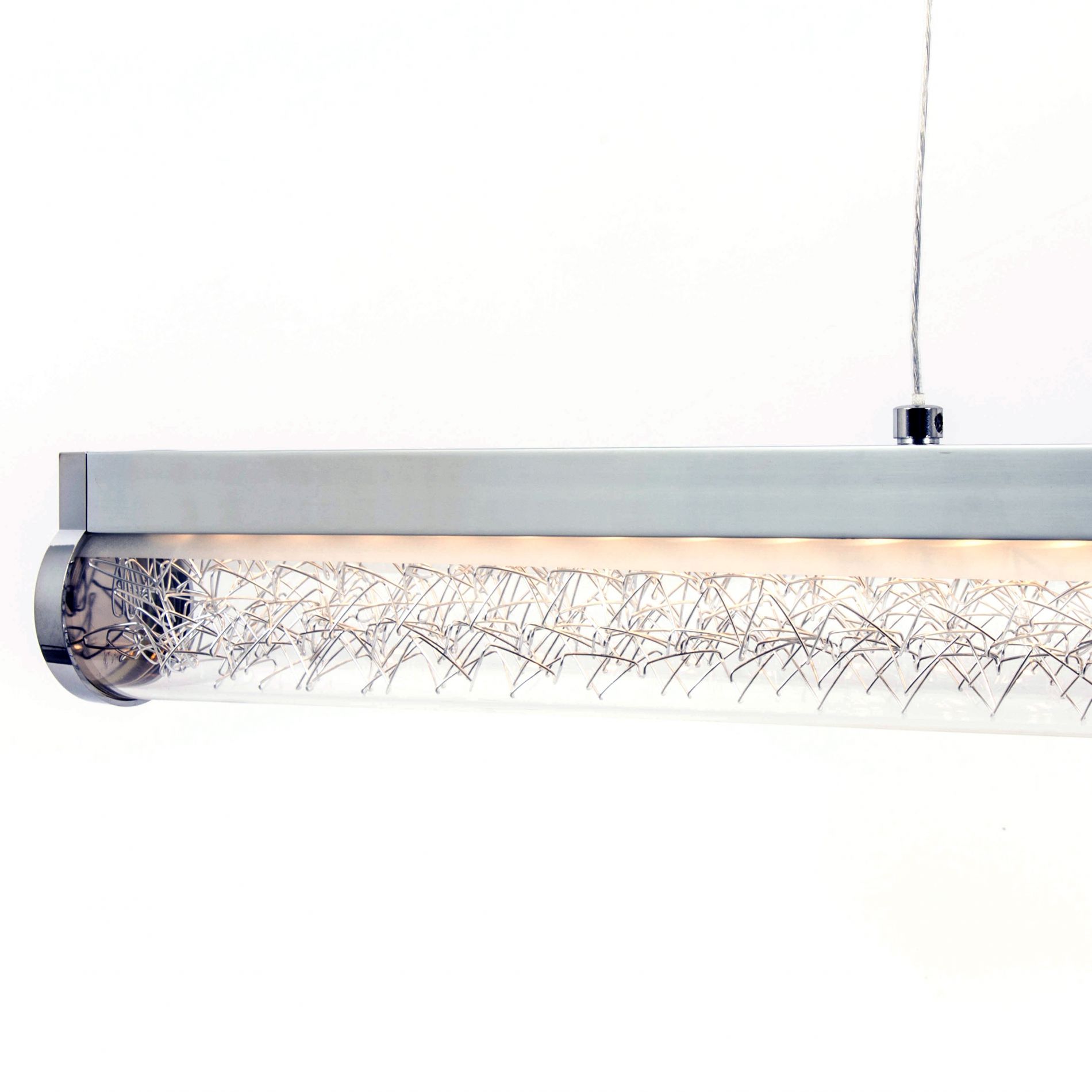 Suspension barre LED design NEWCASTLE argentée en métal