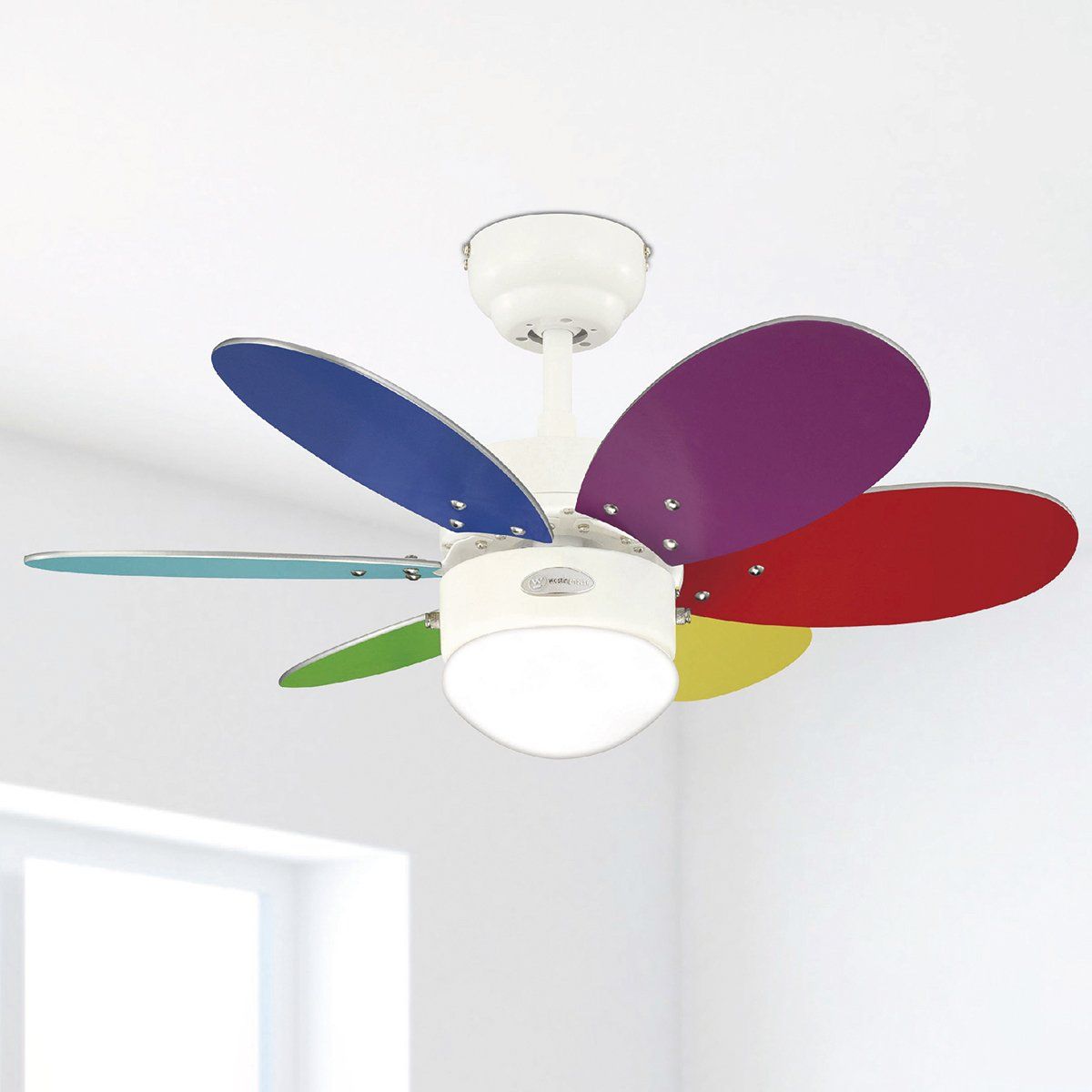 Plafonnier ventilateur LANCESTER en acier blanc et multicolore