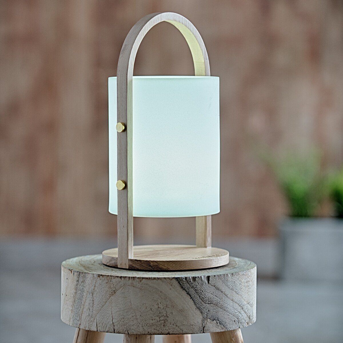 Lampe LED nomade sans fil FOREST blanche en bois et polyéthylène