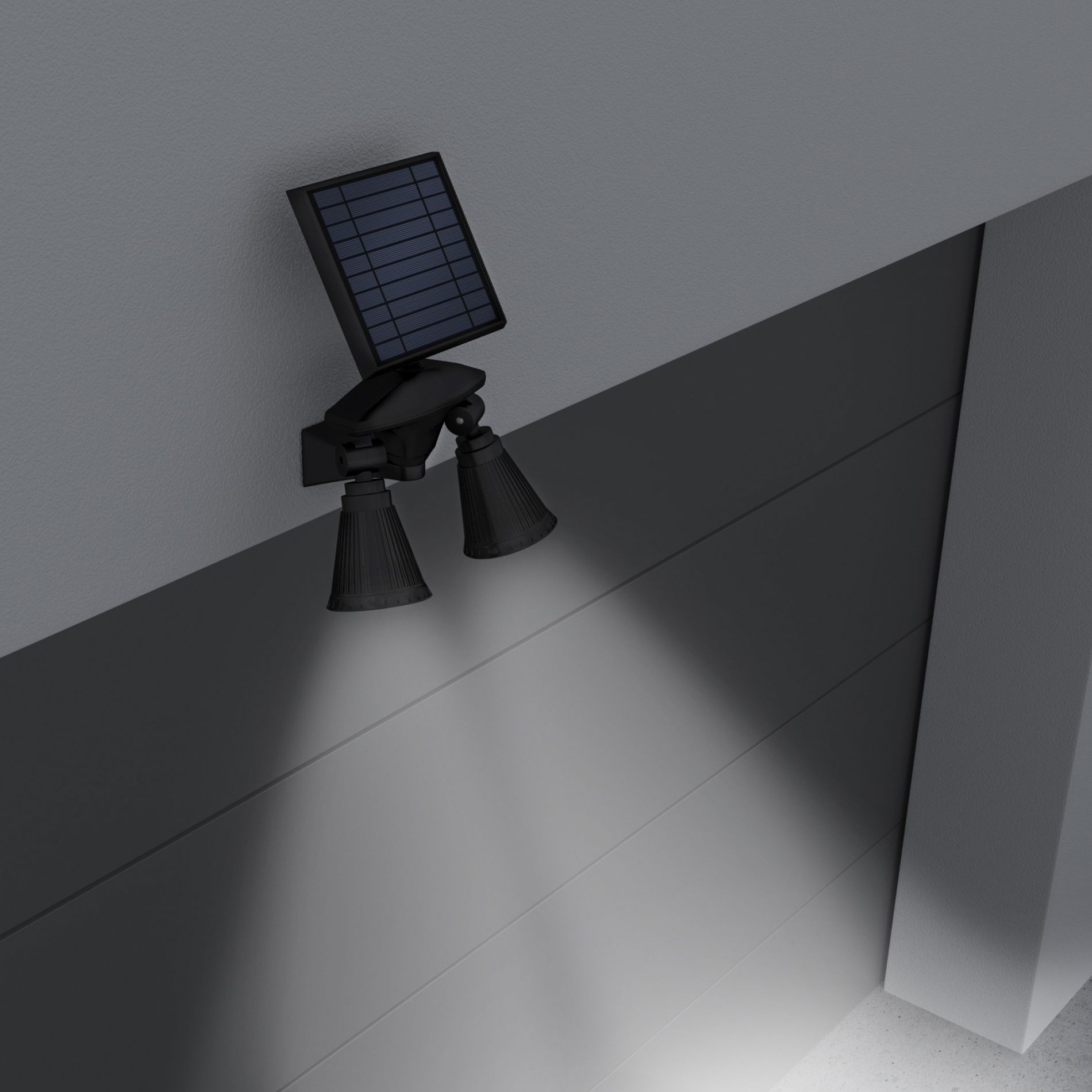 Double spot solaire LED DOLBY SPIKY en inox noir