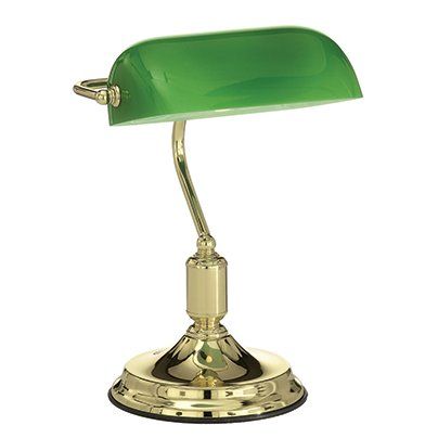 Lampe de bureau LAWYER dorée et verte en métal et verre