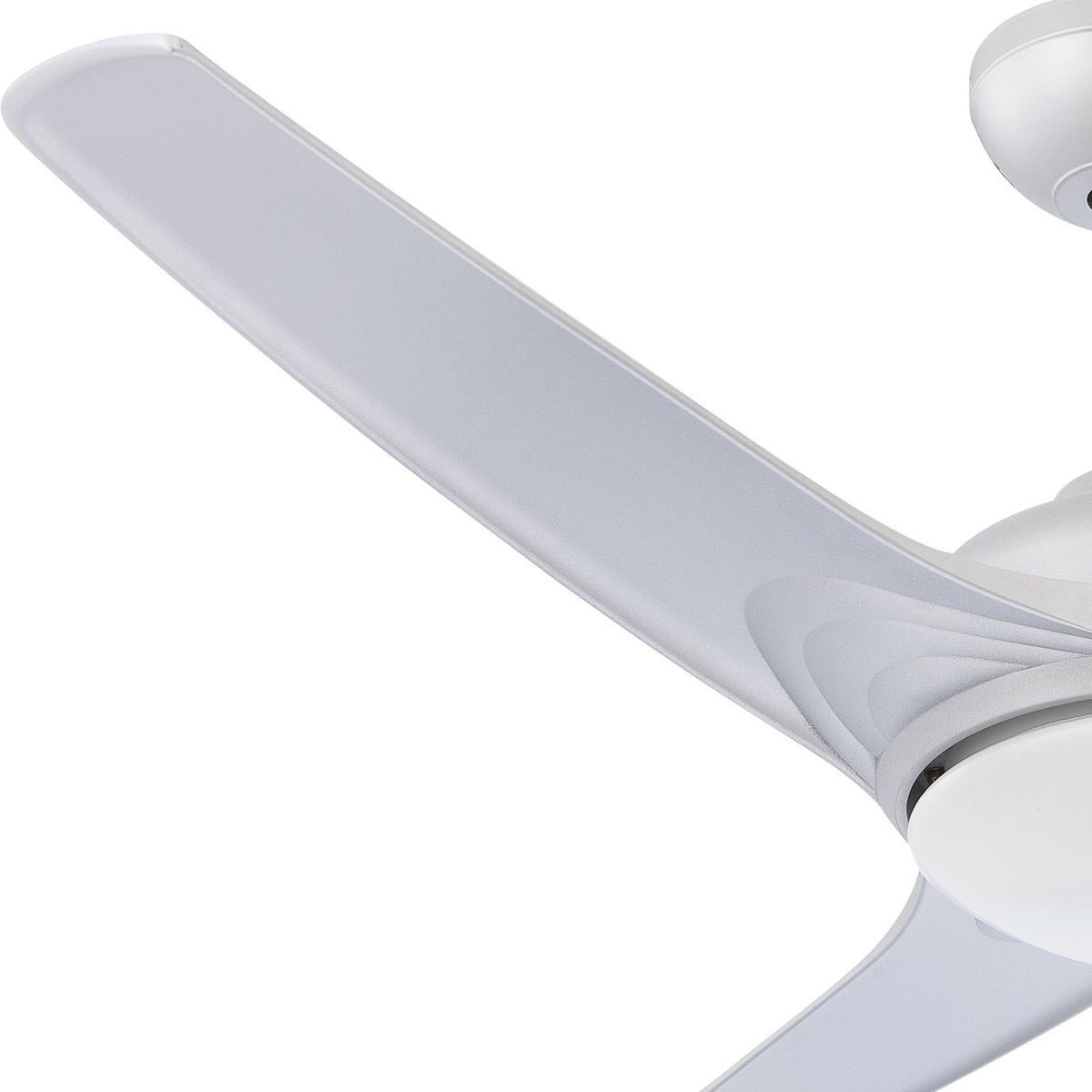 Plafonnier ventilateur contemporain PRIMO en PVC blanc/gris métallisé