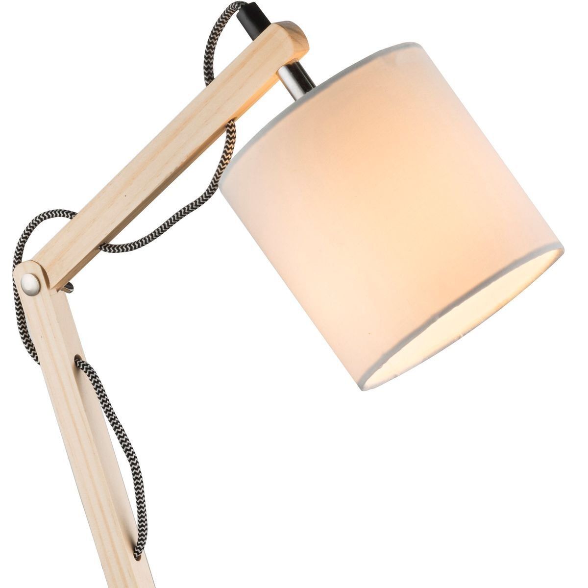 Lampe de bureau scandinave articulée MATTIS blanche en métal et bois