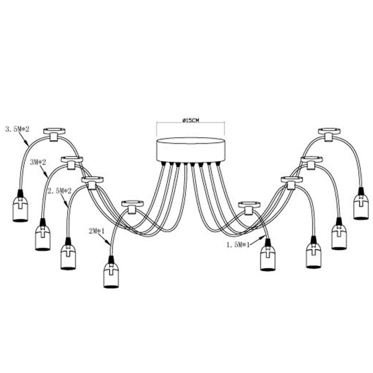 Suspension multiple 8 ampoules MARACANA noire en métal