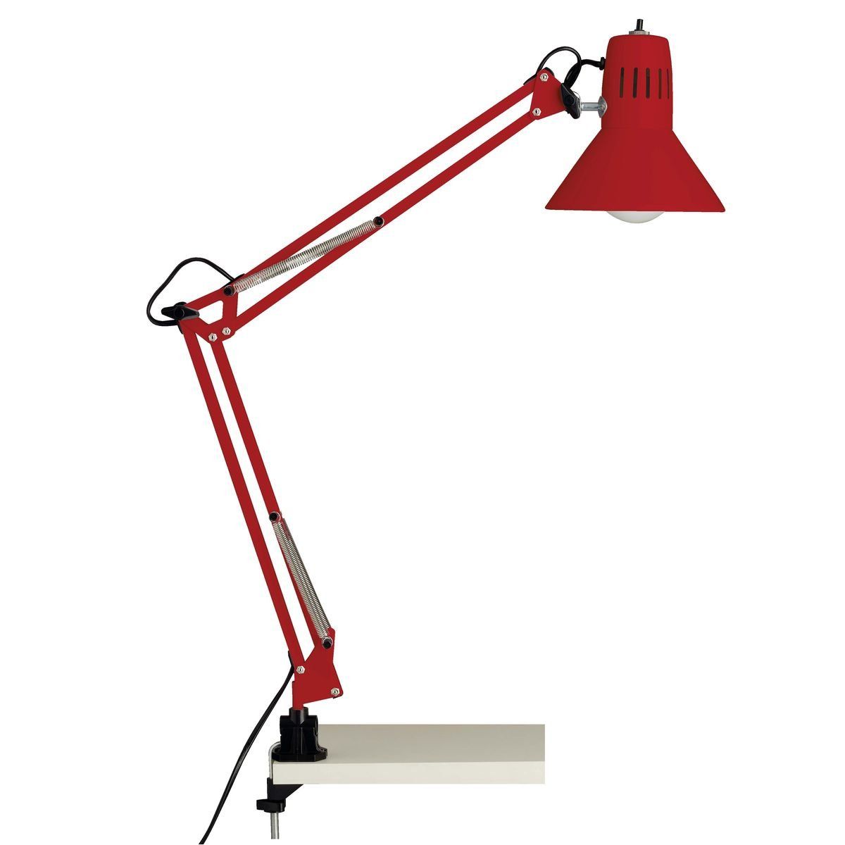 Lampe de bureau clip articulée HOBBY rouge en métal