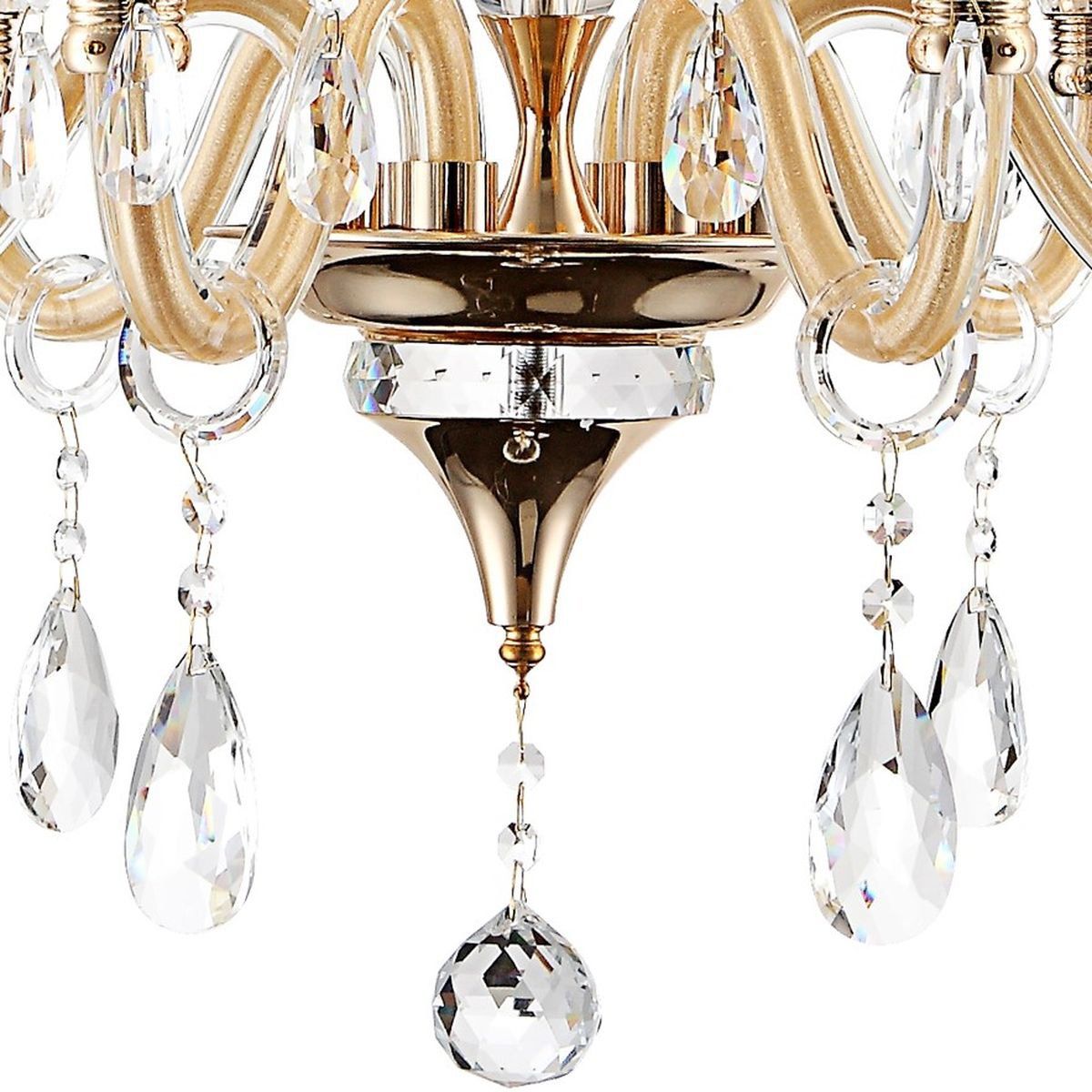 Lustre pampilles baroque MELISSA en verre cuivré et transparent