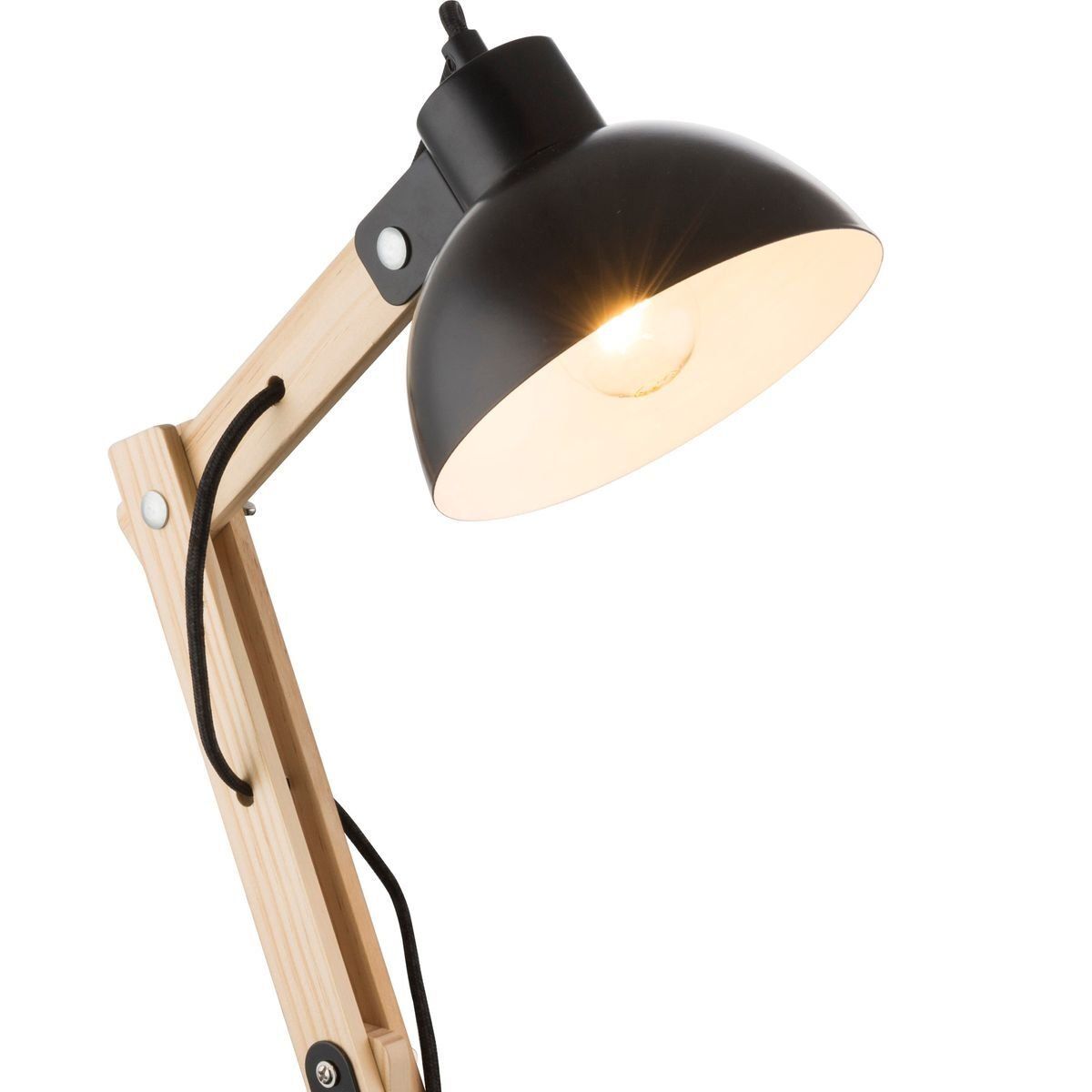 Lampe de bureau articulée scandinave TONGARIRO noire en métal/bois