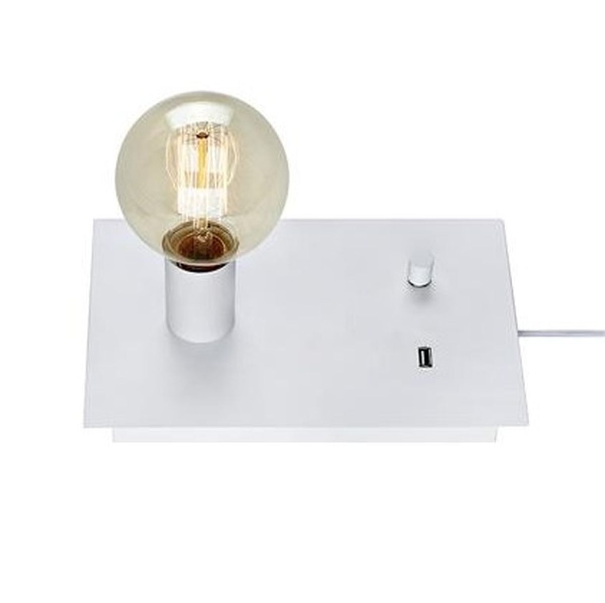 Lampe applique à ampoule apparente USB LOAD blanche en métal