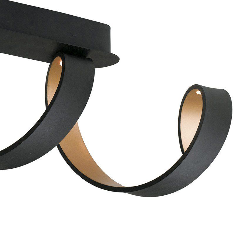 Plafonnier Led design HELIX noir et doré en aluminium