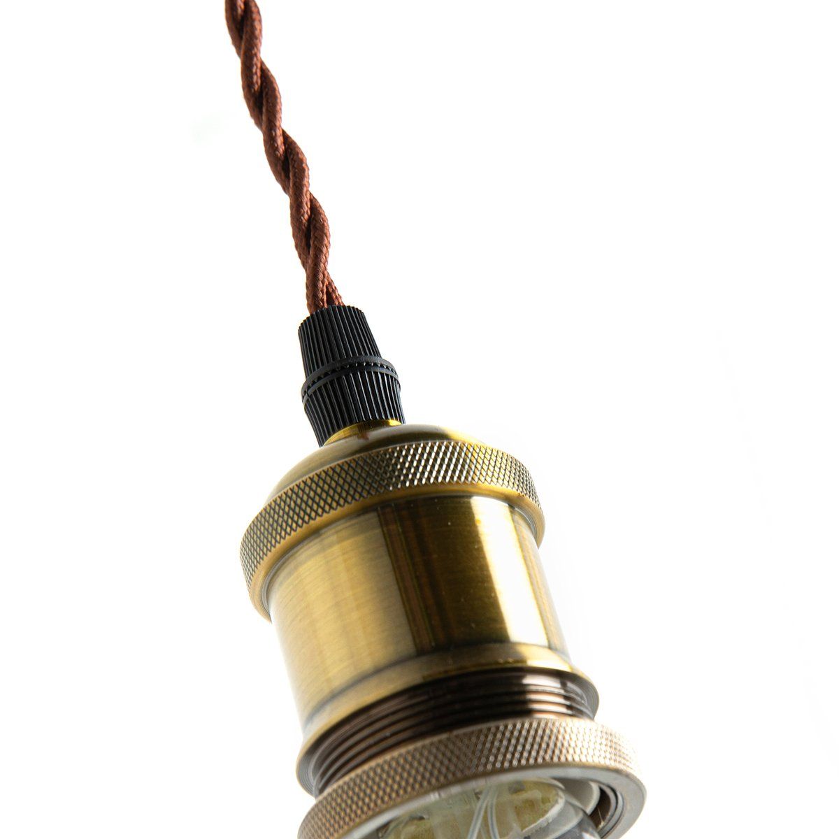 Suspension ampoule multiple GROOVE noire et laiton en métal et cordon