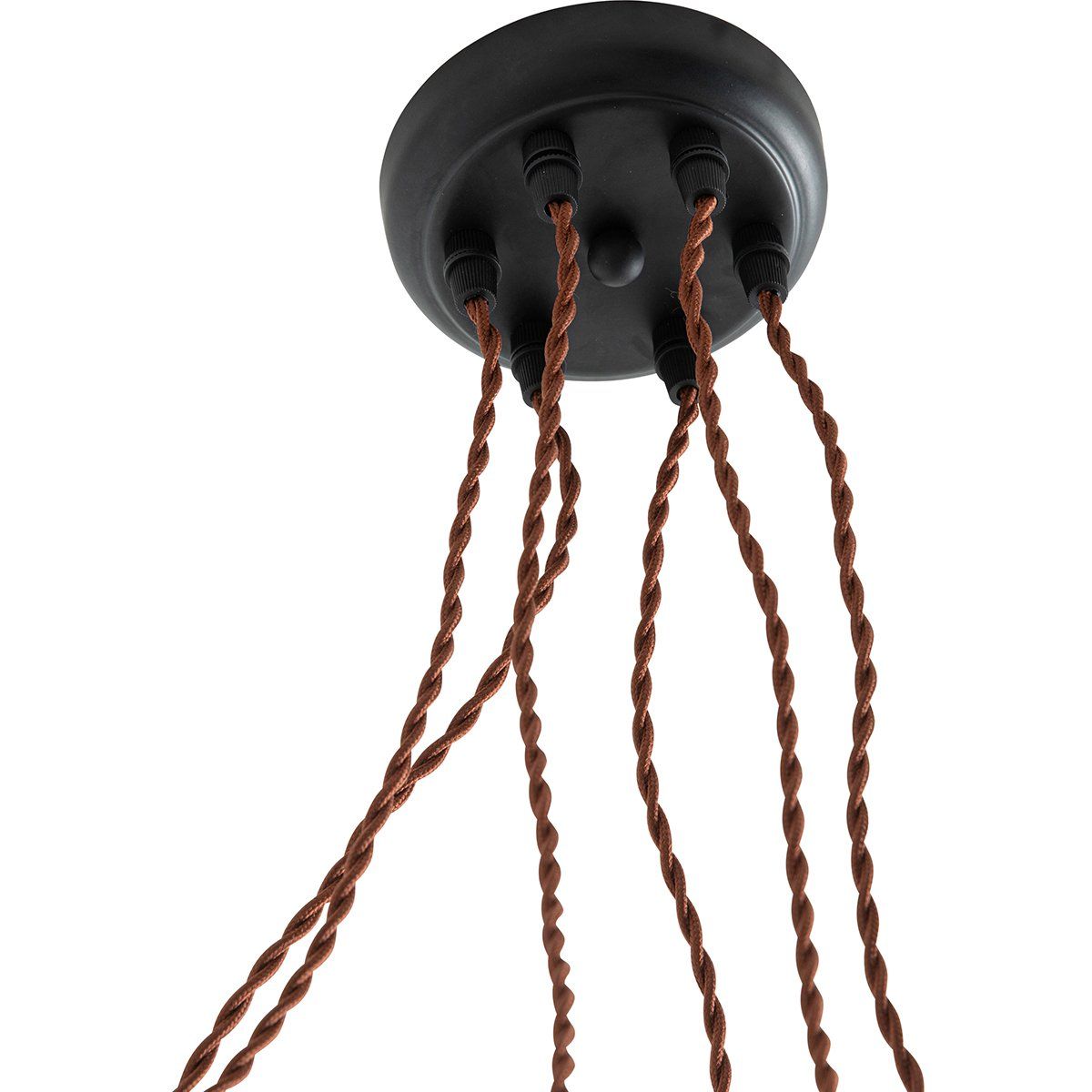 Suspension ampoule multiple GROOVE noire et laiton en métal et cordon