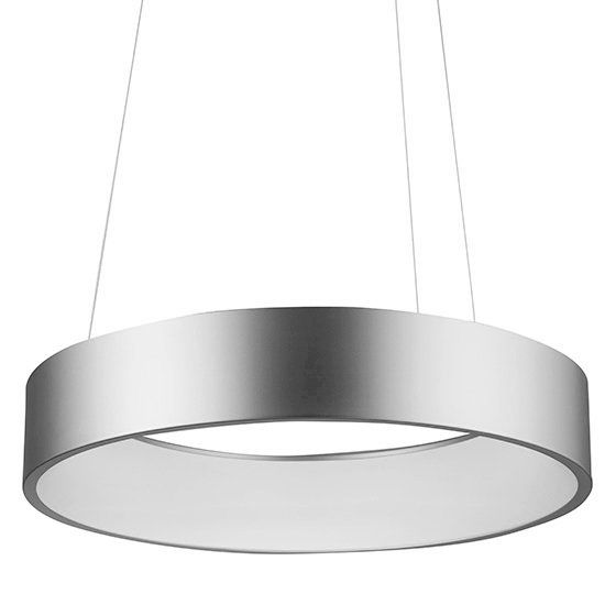 Suspension design LED EPSILON argentée en métal