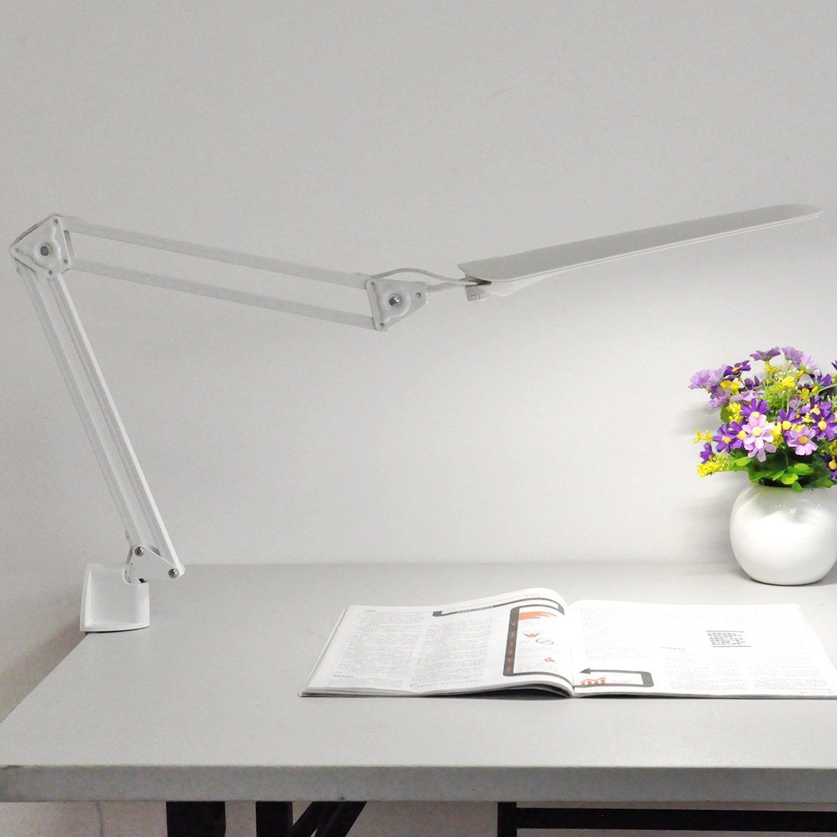 Lampe de bureau à pince COSMIX blanche en métal