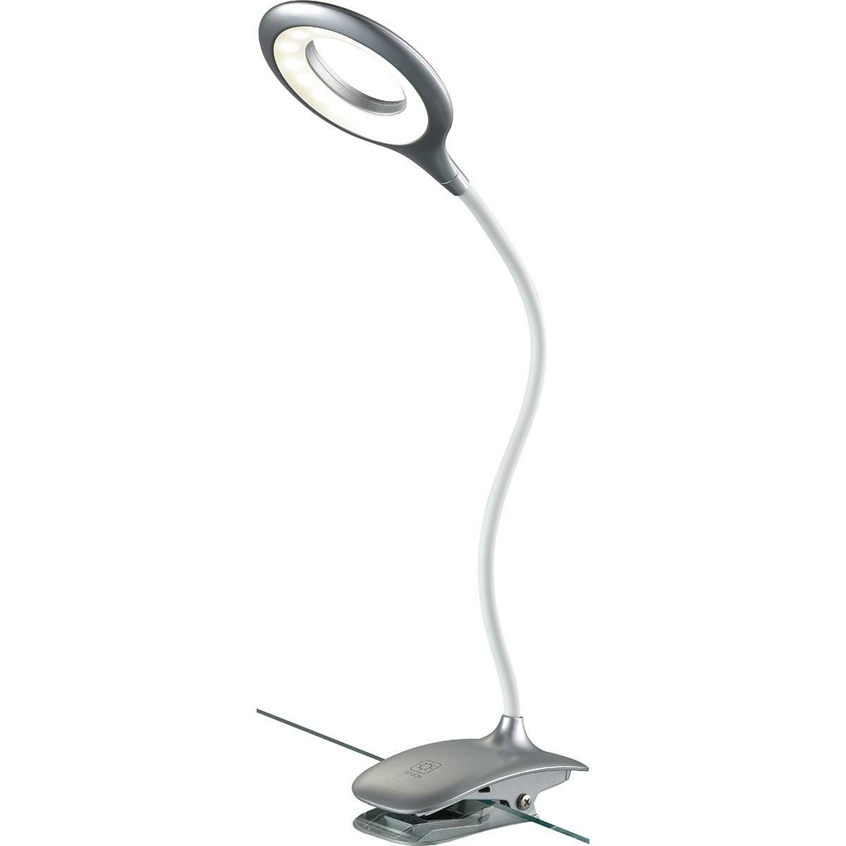 Lampe de bureau à pince KOKO grise en PVC