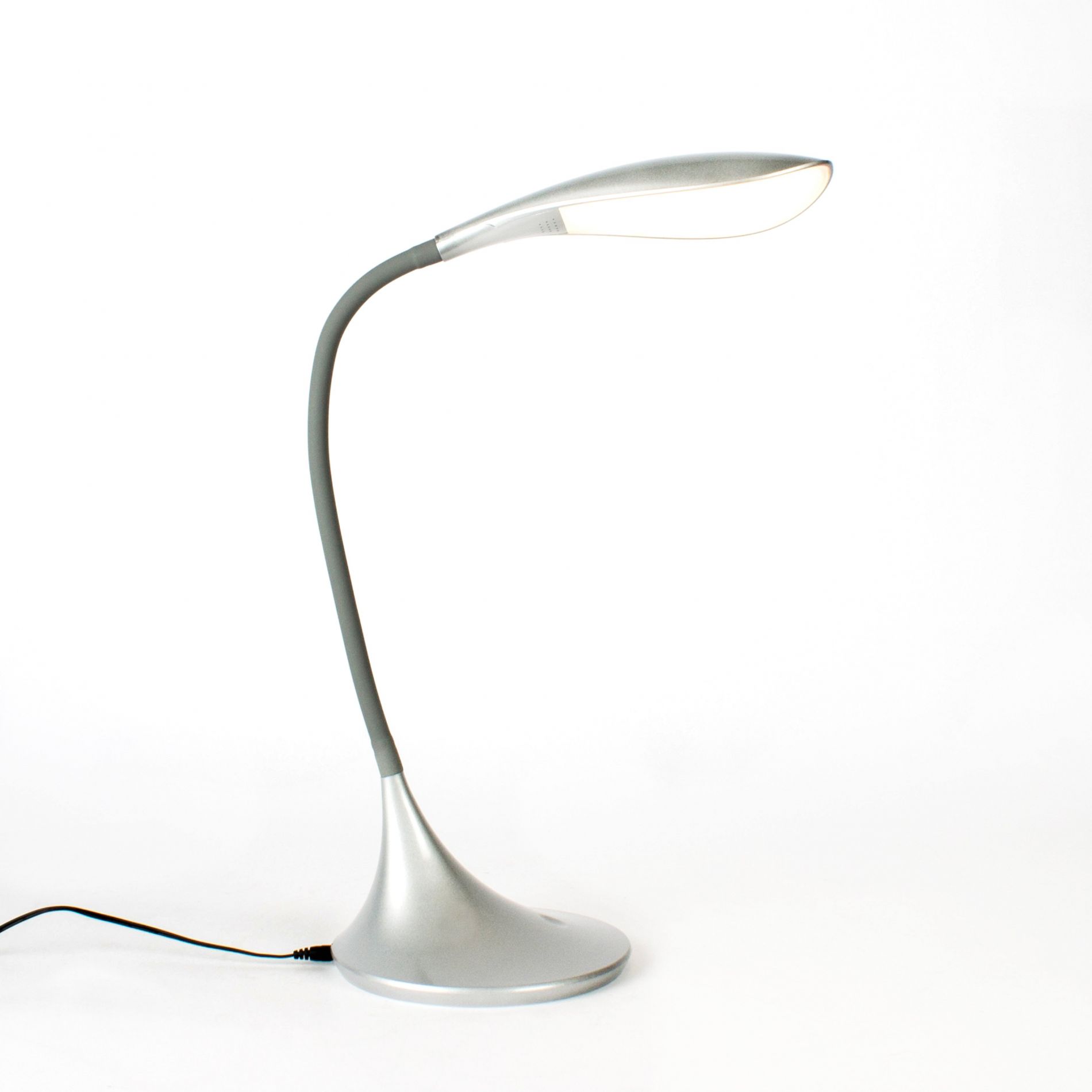 Lampe de bureau design LED YON en métal argenté