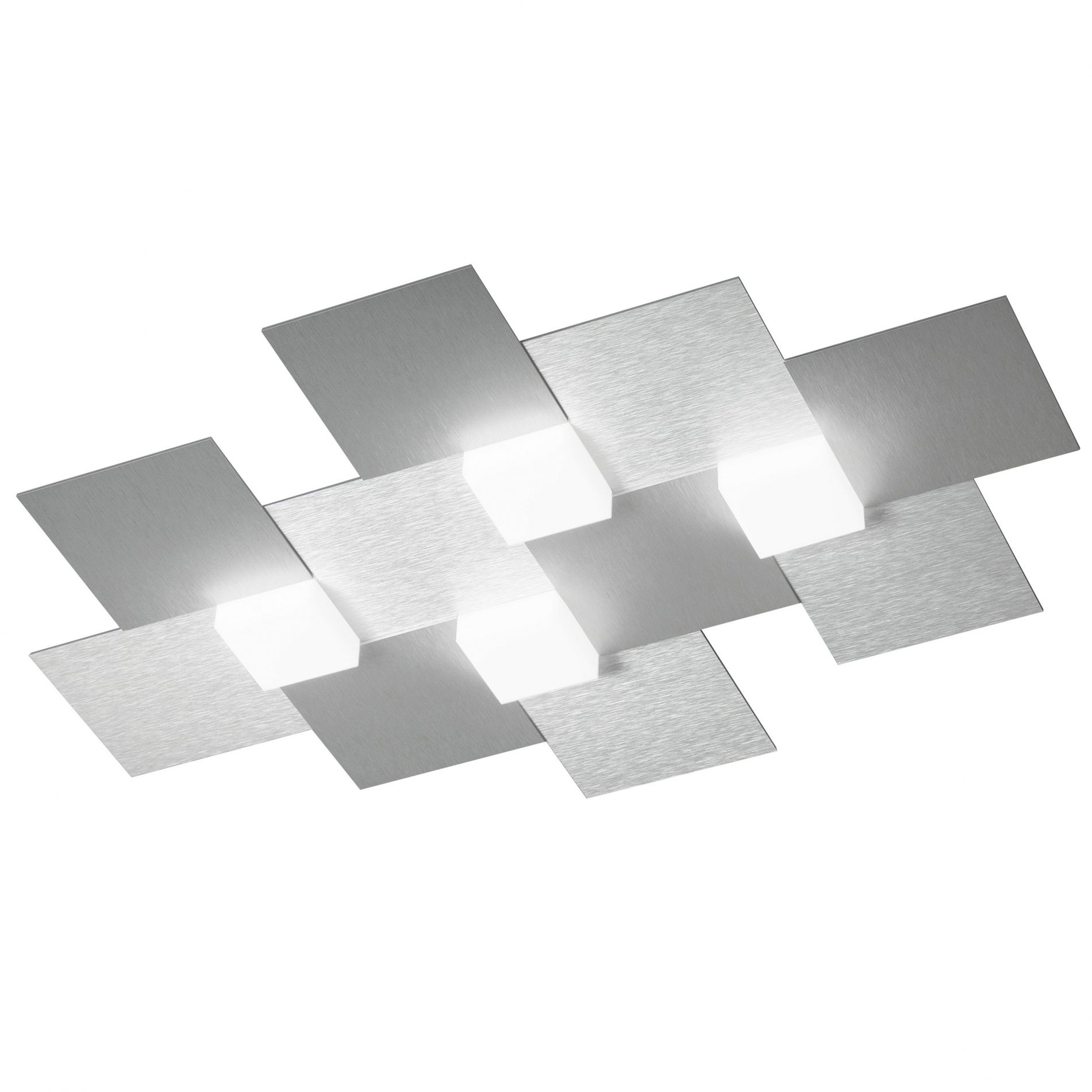 Plafonnier LED CREO en aluminium brossé gris et verre
