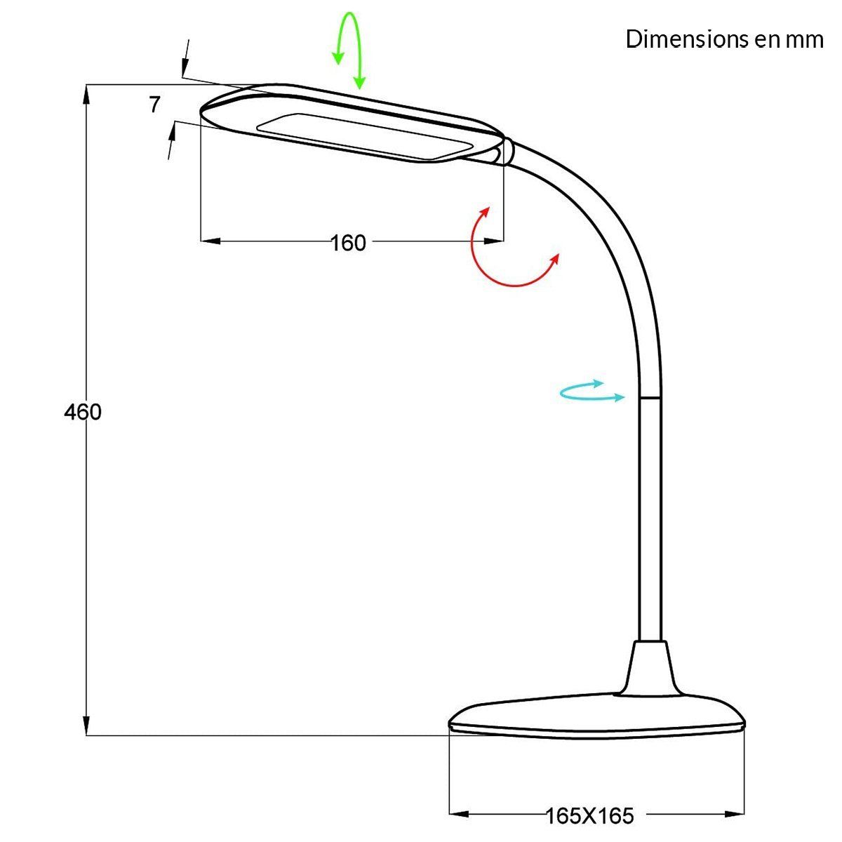 Lampe de bureau flexible touch Led MIKA noire en métal