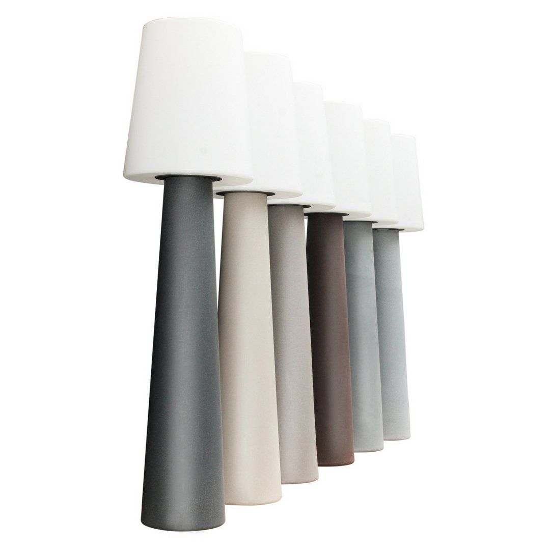 Lampadaire extérieur LED RVB dimmable ROMANE blanc et gris en PVC