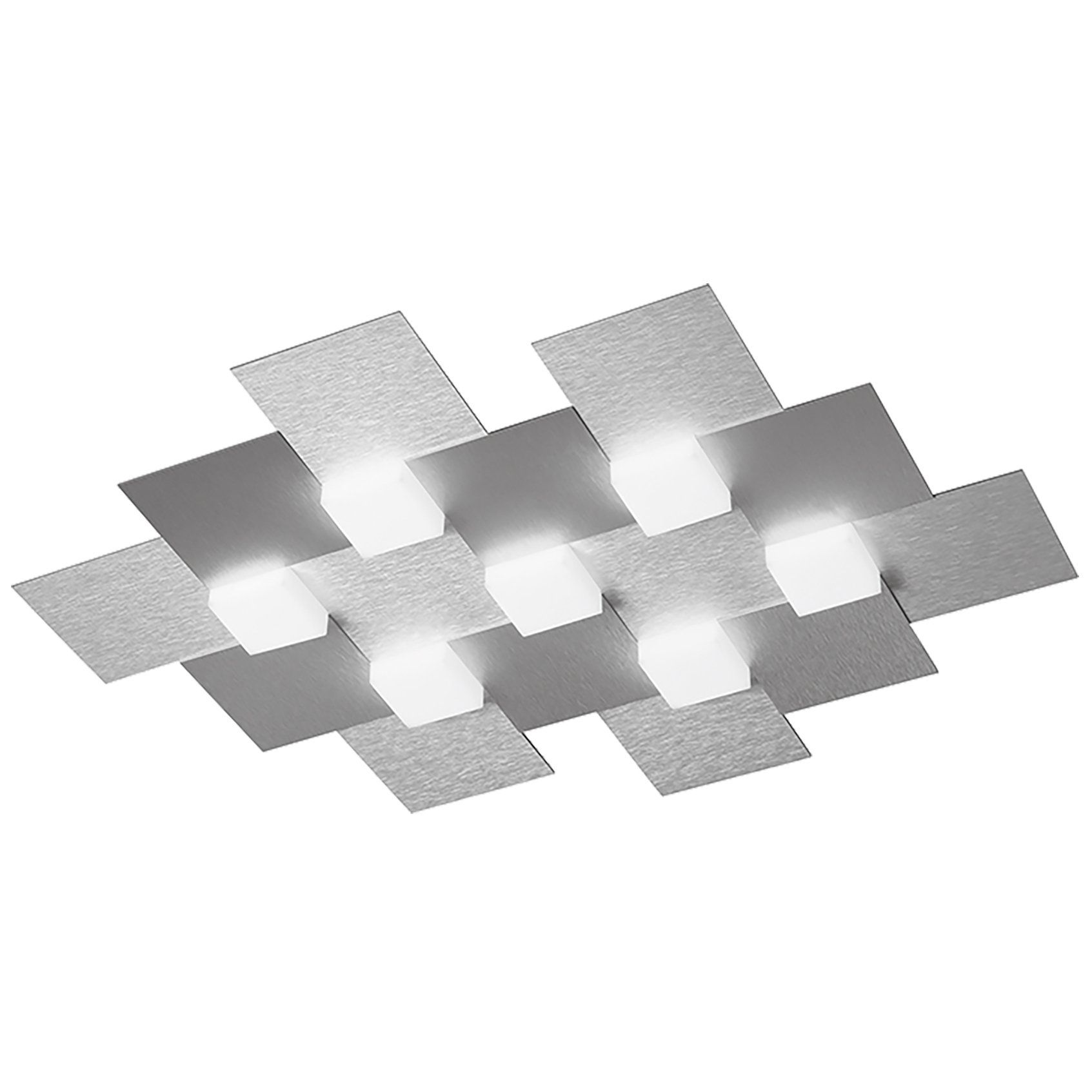 Plafonnier LED design CREO gris aluminium en métal brossé