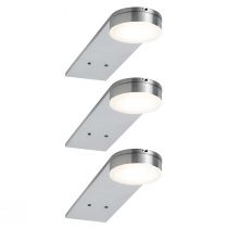 Spots x3 ronds LED encastrables pour meuble SETUP en acier brossé