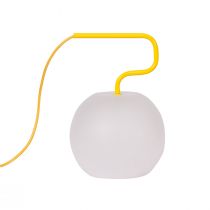 Lampe à poser SUZANNE (D23) métal jaune et verre opale