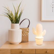 Lampe à poser cactus CHAITA en porcelaine blanche