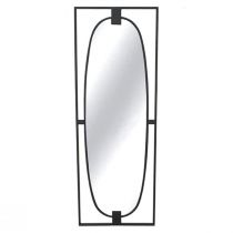 Miroir ovale AROUND (H120cm) en métal noir mat et verre