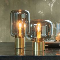 Lampe ARTURAN (H46cm) en métal doré et verre fumé