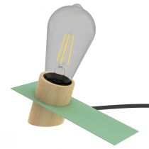 Lampe à poser SLAB en métal vert et bois naturel