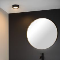 Plafonnier salle de bain LED rond BRICE (D12cm) en aluminium noir