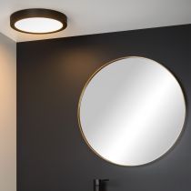 Plafonnier salle de bain LED rond BRICE (D30cm) en aluminium noir