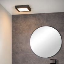 Plafonnier salle de bain LED carré BRICE (H22cm) en aluminium noir