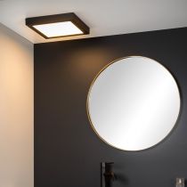 Plafonnier salle de bain LED carré BRICE (H30cm) en aluminium noir