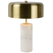 Lampe à poser MIRASOL en marbre blanc avec abat-jour en métal doré