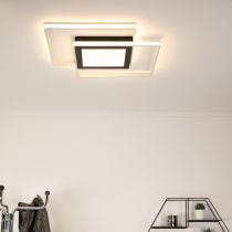 Plafonnier LED LINES carré (40W) en aluminium noir et blanc