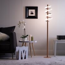 Lampadaire LED VORTEX en métal couleur bois
