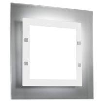 Plafonnier LED FLORENCE (L55cm) en verre et métal blanc