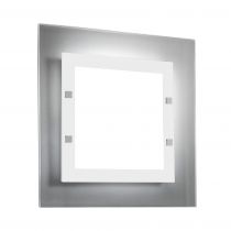 Plafonnier LED FLORENCE (L41cm) en verre et métal blanc