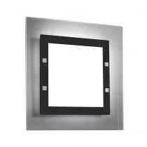 Plafonnier LED FLORENCE (L41cm) en verre et métal noir