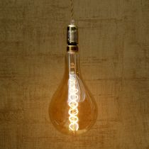 Ampoule déco filament LED XXL E27 SPLASH en verre ambré Ø16cm